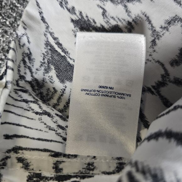 Lands End Womens Monochrome Floral Long Sleeve Button Up Size 10P Petite Casual - Picture 4 of 9